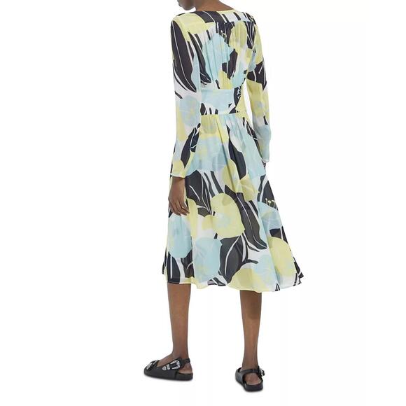 The Kooples Hibiscus Silk Midi Dress Size 1 (US S 4) Green Floral NWT - Picture 2 of 9